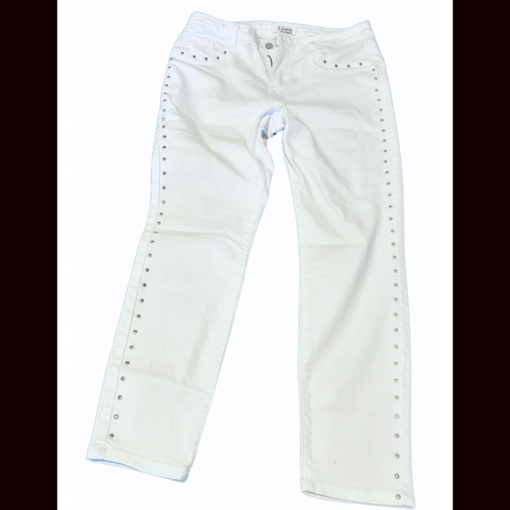 d. jeans White Straight Leg Studded Jeans